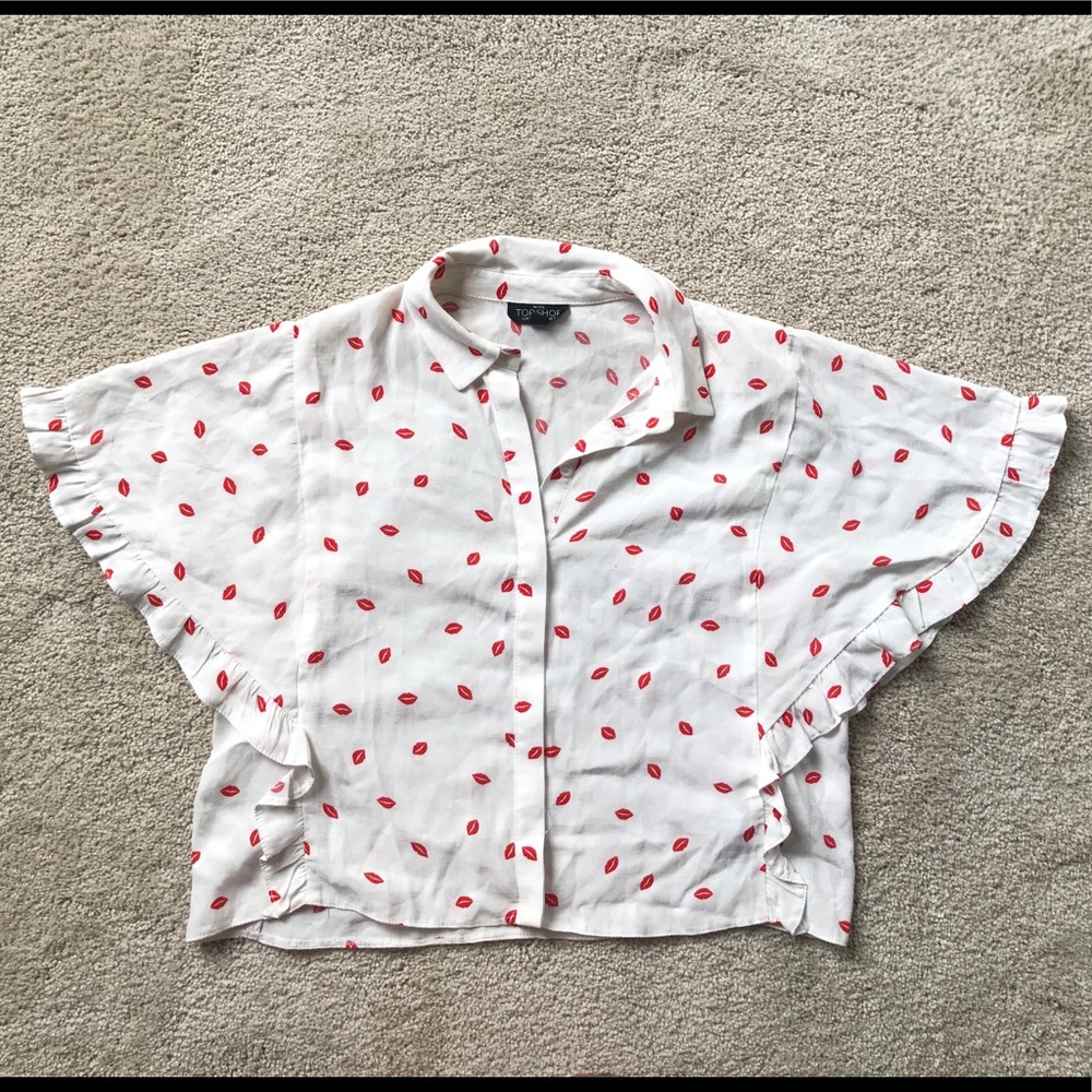 Lip print blouse TOPSHOP
